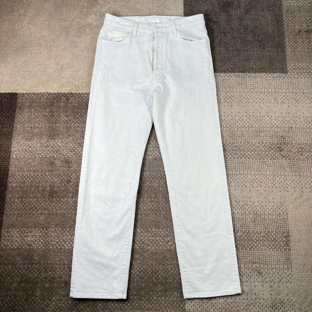 Mother The Highball Mr Tooth and Nail White Straight Leg Jeans Size 30 High Rise